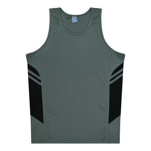 Aussie Pacific Kids' Tasman Singlet — ASHE/BLACK