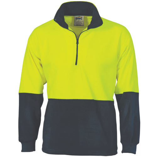 DNC HiVis Two Tone 1/2 Zip Polar Fleece — Yellow/Navy