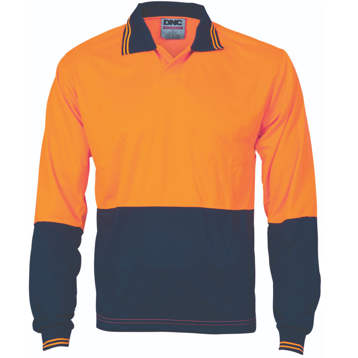 DNC Hivis Two Tone Food Industry Polo - Long Sleeve — Orange/Navy