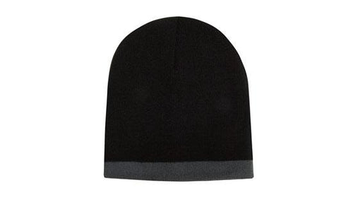 Headwear Roll Down Two Tone Acrylic Beanie