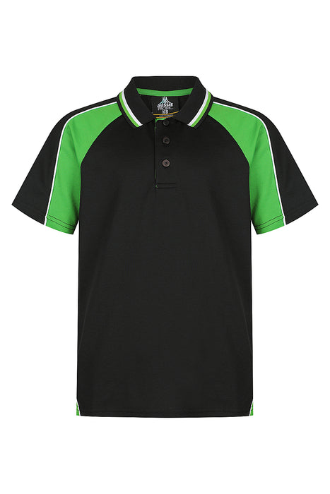 Aussie Pacific Panorama Kids' Polo — BLACK/KAWA GREEN/WHITE