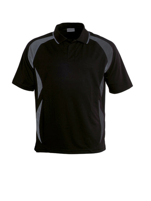 Bocini Unisex Breezeway Sports Polo — Black / Grey