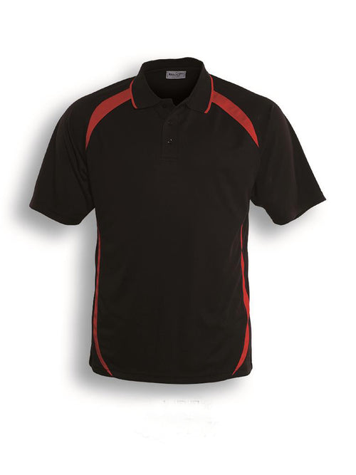 Bocini Unisex Contrast Contour Polo — Black / Red