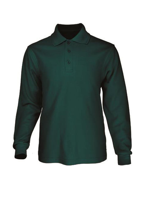Bocini Unisex Basic Long Sleeve Polo — Bottle Green