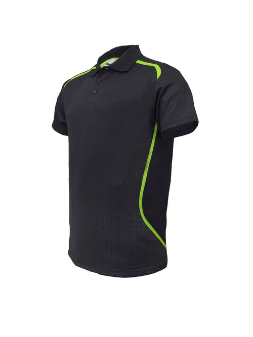 Bocini Unisex Sublimated Sports Polo — Black / Lime