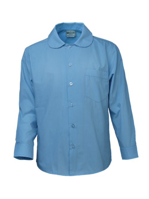 Bocini Girls Peter Pan Long Sleeve School Shirt — Sky Blue