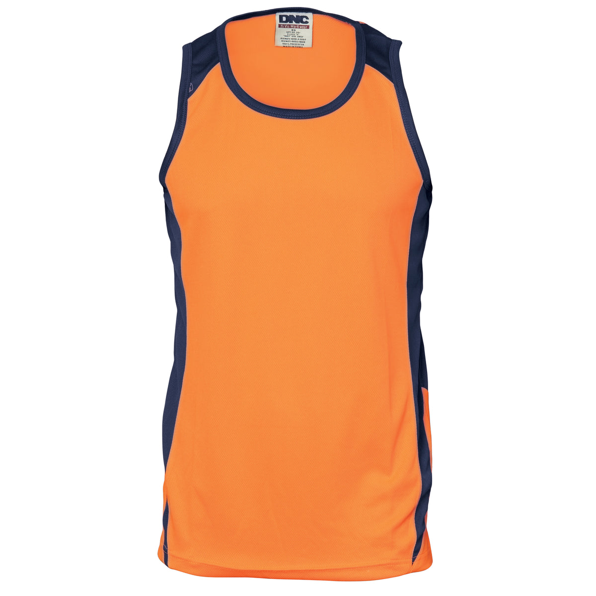 DNC 3842 Cool Breathe Action Singlet – Orange/Navy