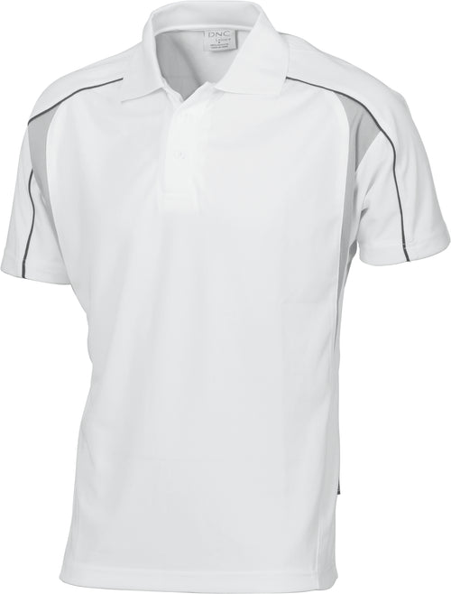 DNC Air Flow Contrast Mesh N Piping Polo - Short sleeve — White/Black/Grey