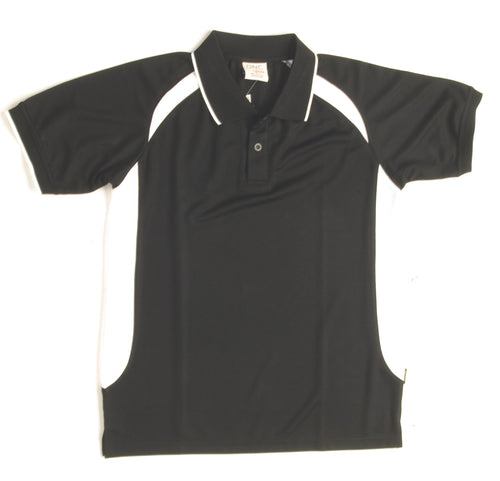 DNC Kids Air Flow Contrast Raglan Mesh Polo — Black/White