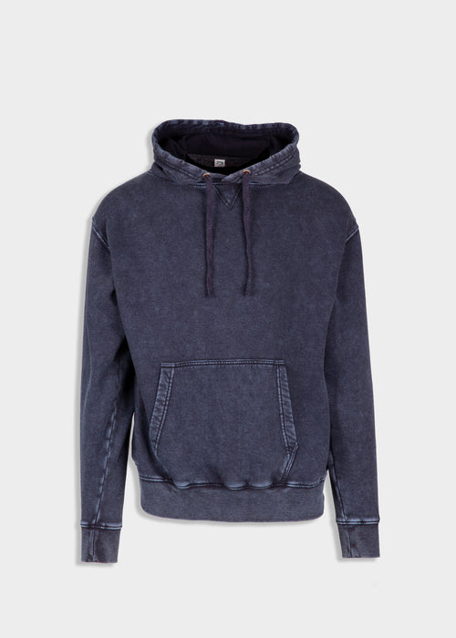 RAMO Men's Stone Wash Fleece Hoodie — Navy Blue
