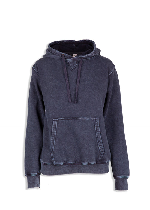 RAMO Women’s Stone-Washed Fleece Hoodie — Navy Blue