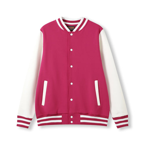 RAMO Mens Varsity Jacket — Hot Pink/White