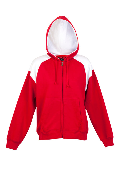 RAMO Women’s Shoulder Contrast Zip Hoodie — Red/White