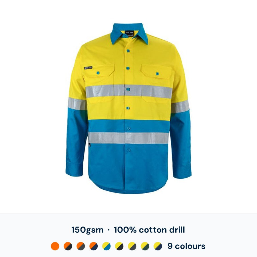JB's Wear Hi Vis Day/Night L/S Work Shirt — Custom Logo