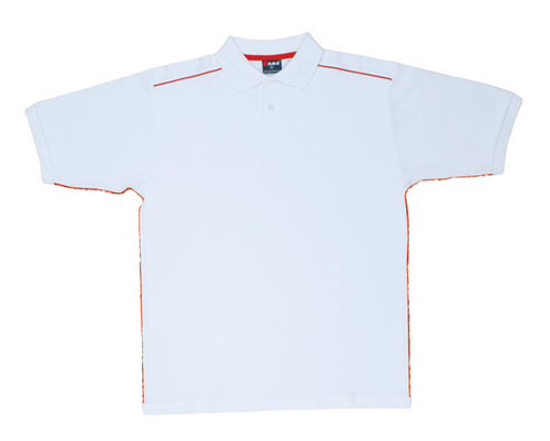 RAMO Men's / Unisex Cotton Pique Knit With Piping — White/Red