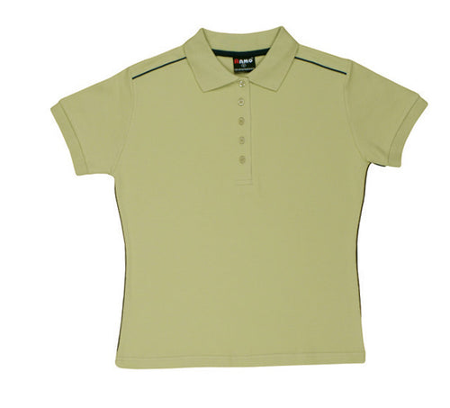 RAMO Women's Cotton Pique Knit With Piping — Khaki/Navy
