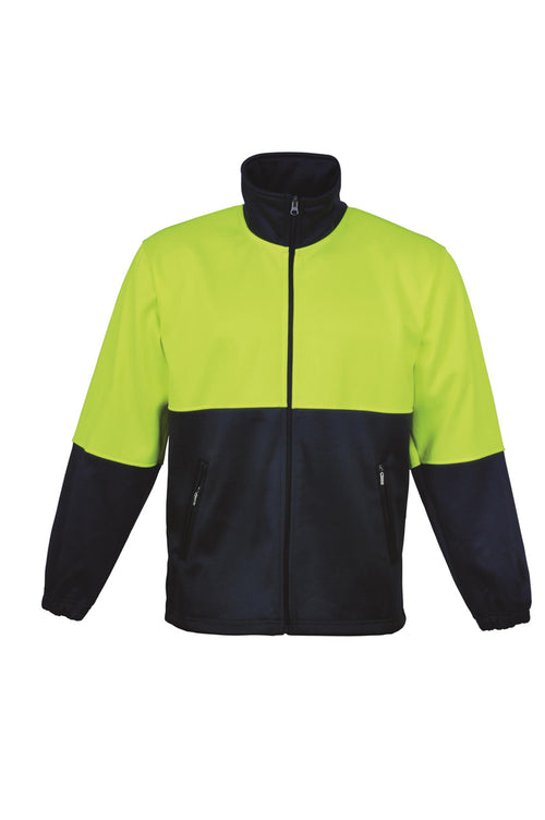 Bocini Unisex Hi-Vis Full Zip Fleece — Yellow / Navy