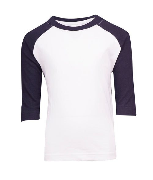 RAMO Kids 3/4 Raglan Sleeve T-shirt — White/Navy