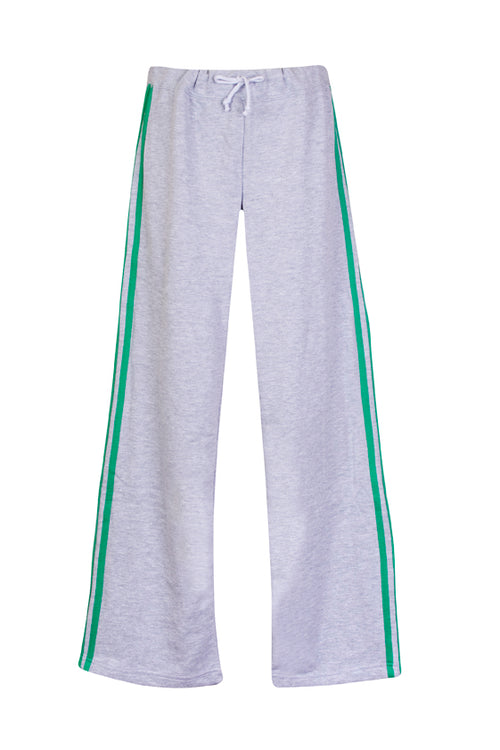 RAMO Women’s Striped Track Pants — Grey Marl/Kelly Green