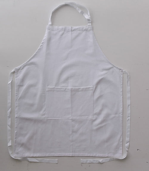 Bocini Cotton Drill Full Bib Apron - With Pocket — White