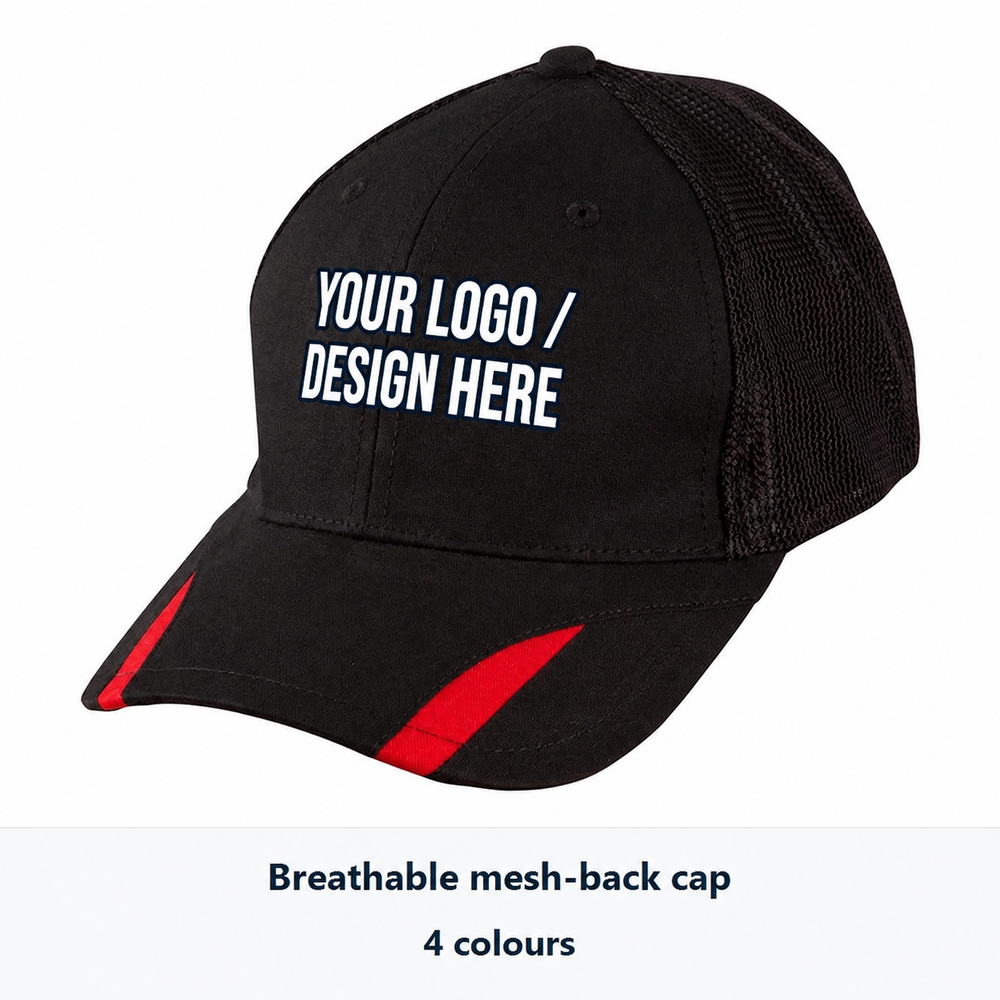 Winning Spirit CH41 Contrast Peak Trim Cap with YOUR LOGO / DESIGN HERE in the custom print area