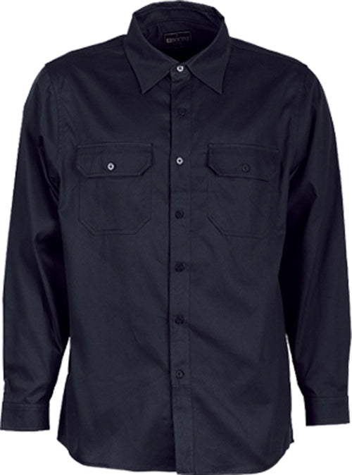 Bocini Unisex Cotton Drill Work Shirt L/S — Black