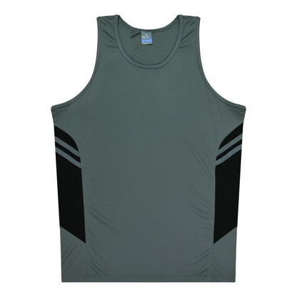 Aussie Pacific 3111 Kids' Tasman Singlet — ASHE/BLACK