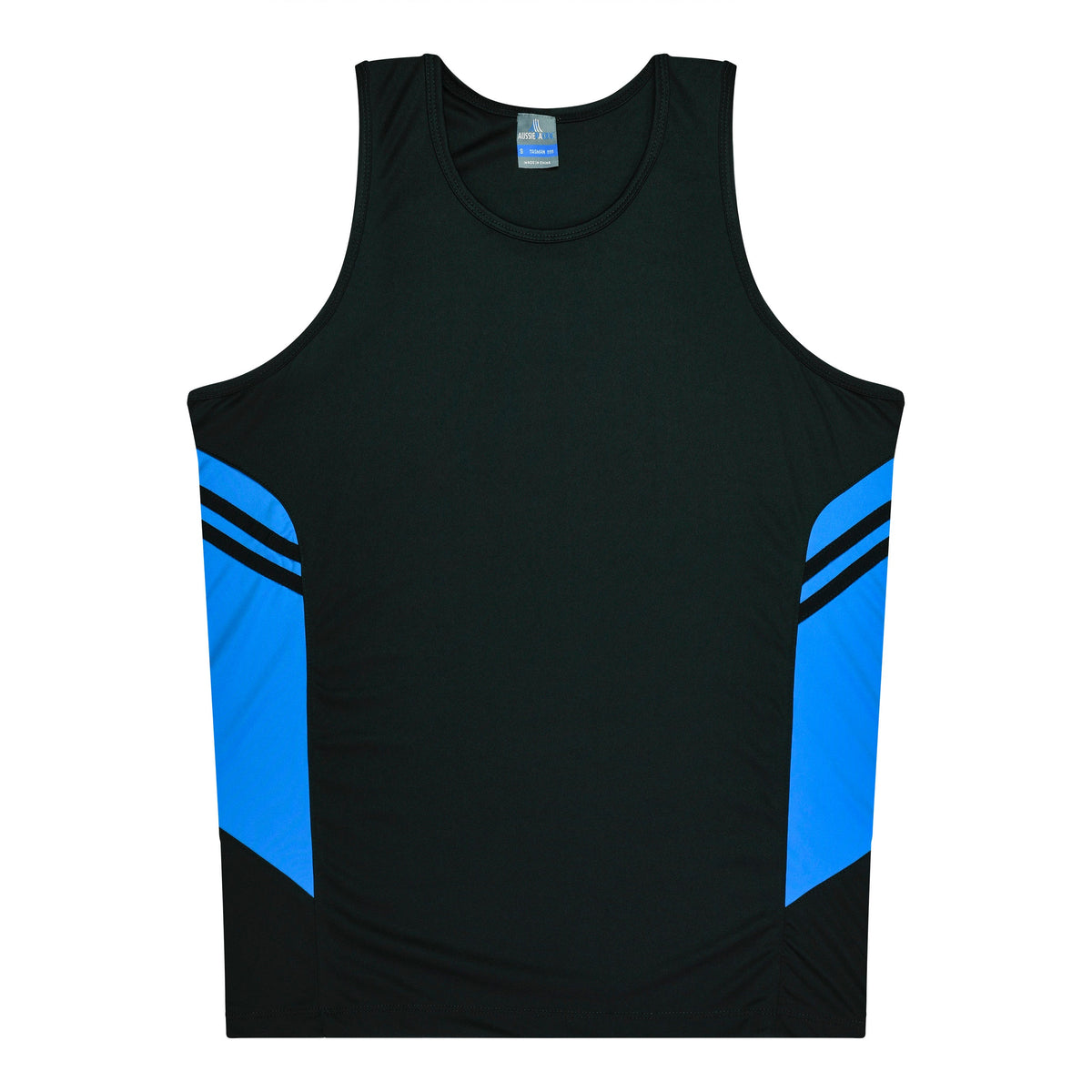 Aussie Pacific 3111 Kids' Tasman Singlet — BLACK/CYAN