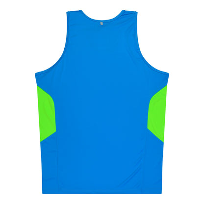 Aussie Pacific 3111 Kids' Tasman Singlet — CYAN/NEON GREEN — additional view 2