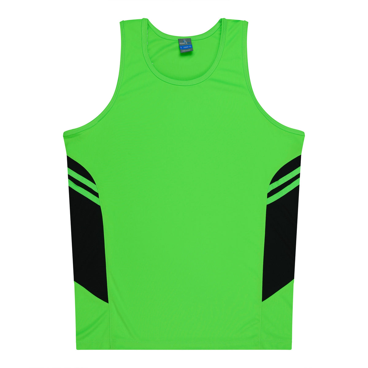Aussie Pacific 3111 Kids' Tasman Singlet — NEON GREEN/BLACK