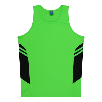 Aussie Pacific 3111 Kids' Tasman Singlet — NEON GREEN/BLACK