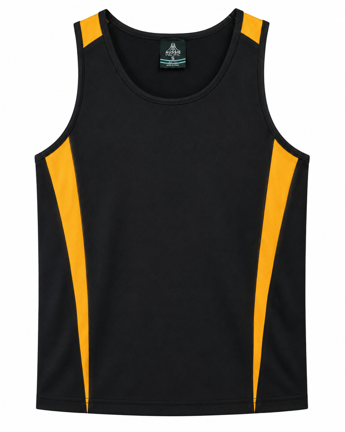 Aussie Pacific 1104 Men's Eureka Singlet — BLACK/GOLD