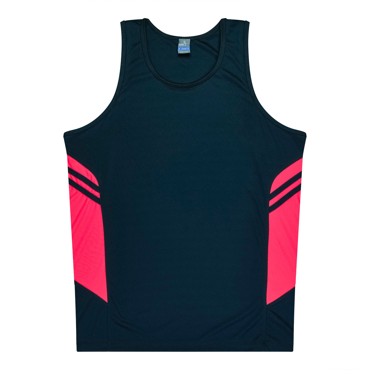 Aussie Pacific 3111 Kids' Tasman Singlet — NAVY/NEON PINK