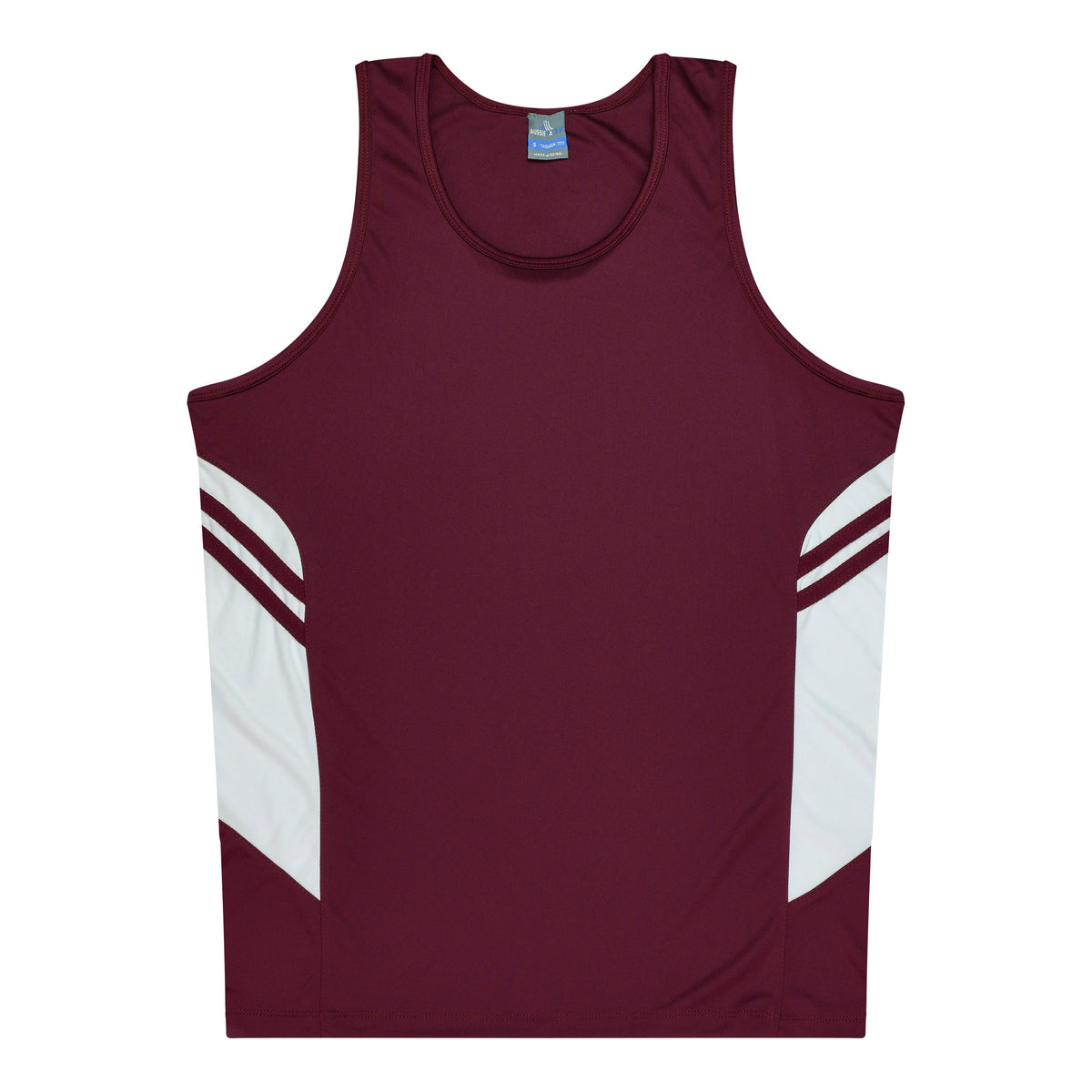 Aussie Pacific 3111 Kids' Tasman Singlet — MAROON/WHITE