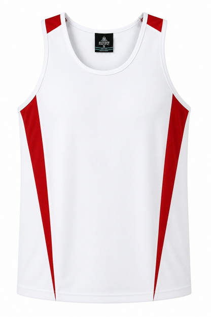 Aussie Pacific 1104 Men's Eureka Singlet — WHITE/RED