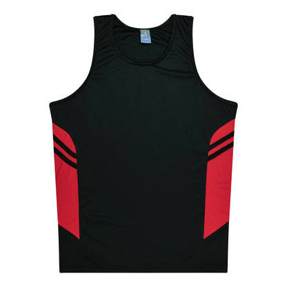 Aussie Pacific 3111 Kids' Tasman Singlet — BLACK/RED