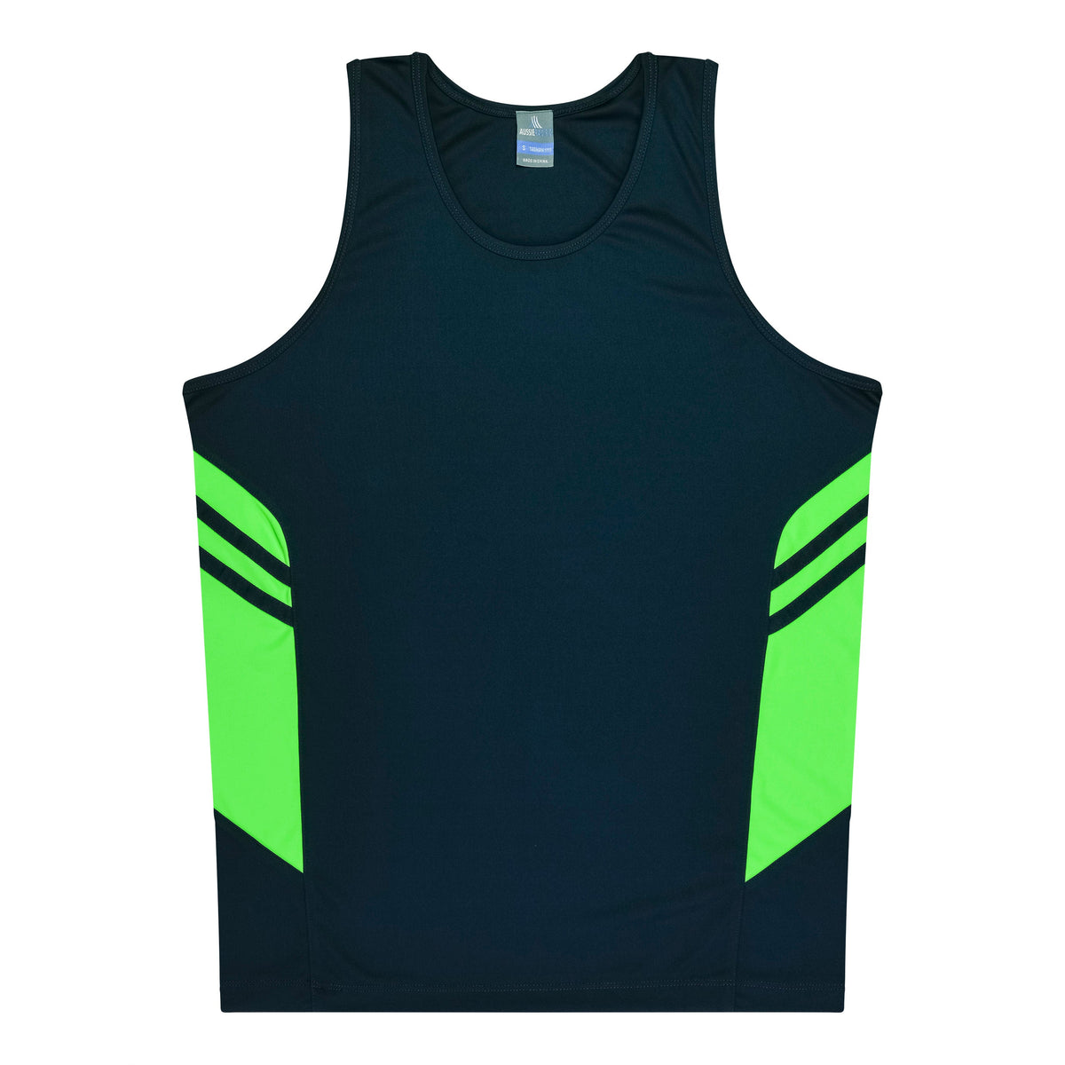 Aussie Pacific 3111 Kids' Tasman Singlet — NAVY/NEON GREEN