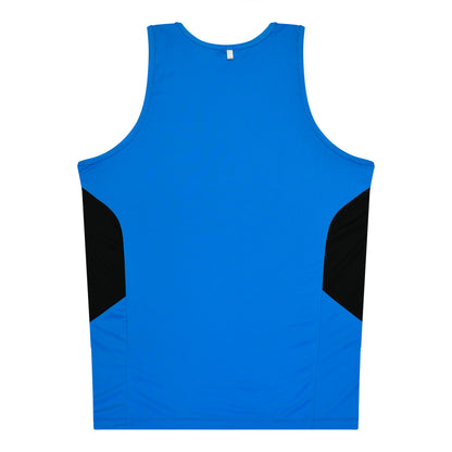 Aussie Pacific 3111 Kids' Tasman Singlet — CYAN/BLACK — additional view 2