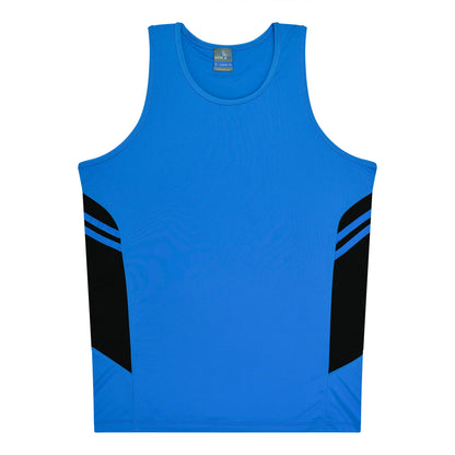 Aussie Pacific 3111 Kids' Tasman Singlet — CYAN/BLACK