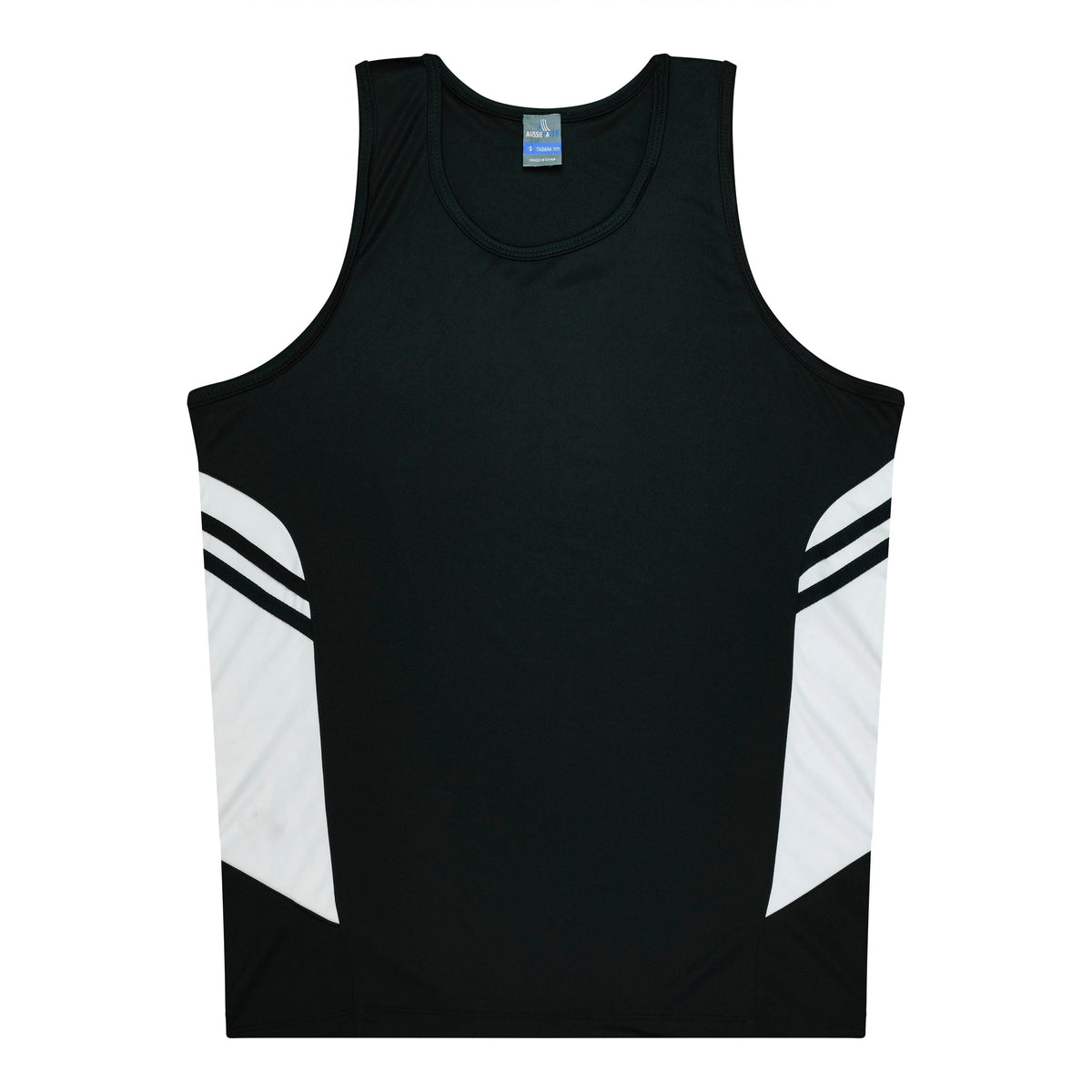 Aussie Pacific 3111 Kids' Tasman Singlet — BLACK/WHITE
