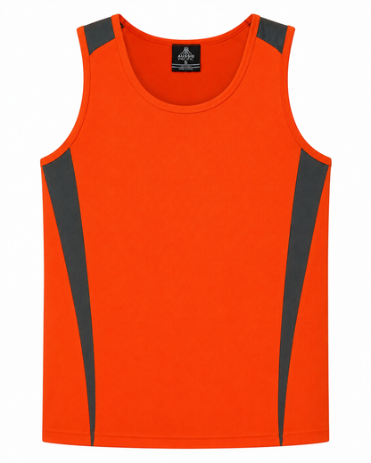 Aussie Pacific 1104 Men's Eureka Singlet — ORANGE/CHARCOAL