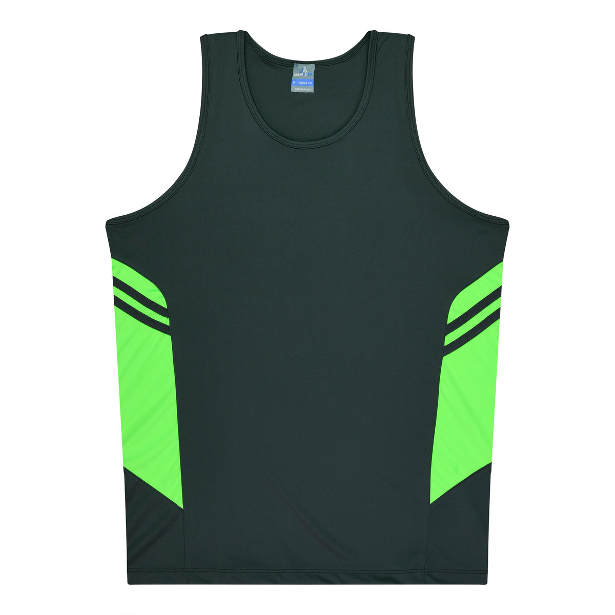 Aussie Pacific 3111 Kids' Tasman Singlet — SLATE/NEON GREEN