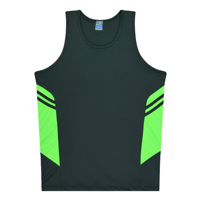 Aussie Pacific 3111 Kids' Tasman Singlet — SLATE/NEON GREEN