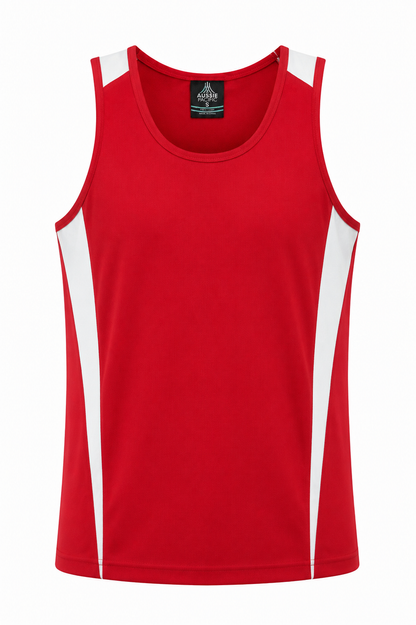 Aussie Pacific 1104 Men's Eureka Singlet — RED/WHITE