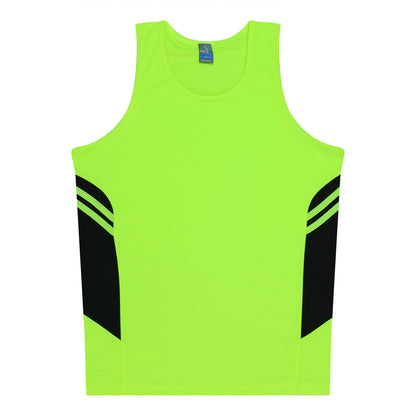 Aussie Pacific 3111 Kids' Tasman Singlet — NEON YELLOW/BLACK