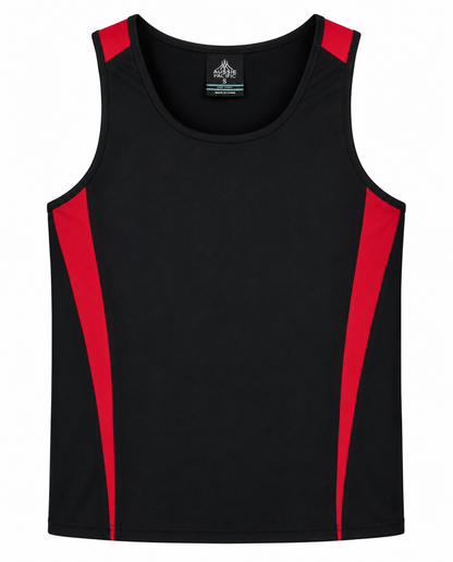 Aussie Pacific 1104 Men's Eureka Singlet — BLACK/RED