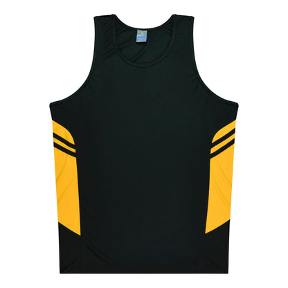 Aussie Pacific 3111 Kids' Tasman Singlet — BLACK/GOLD
