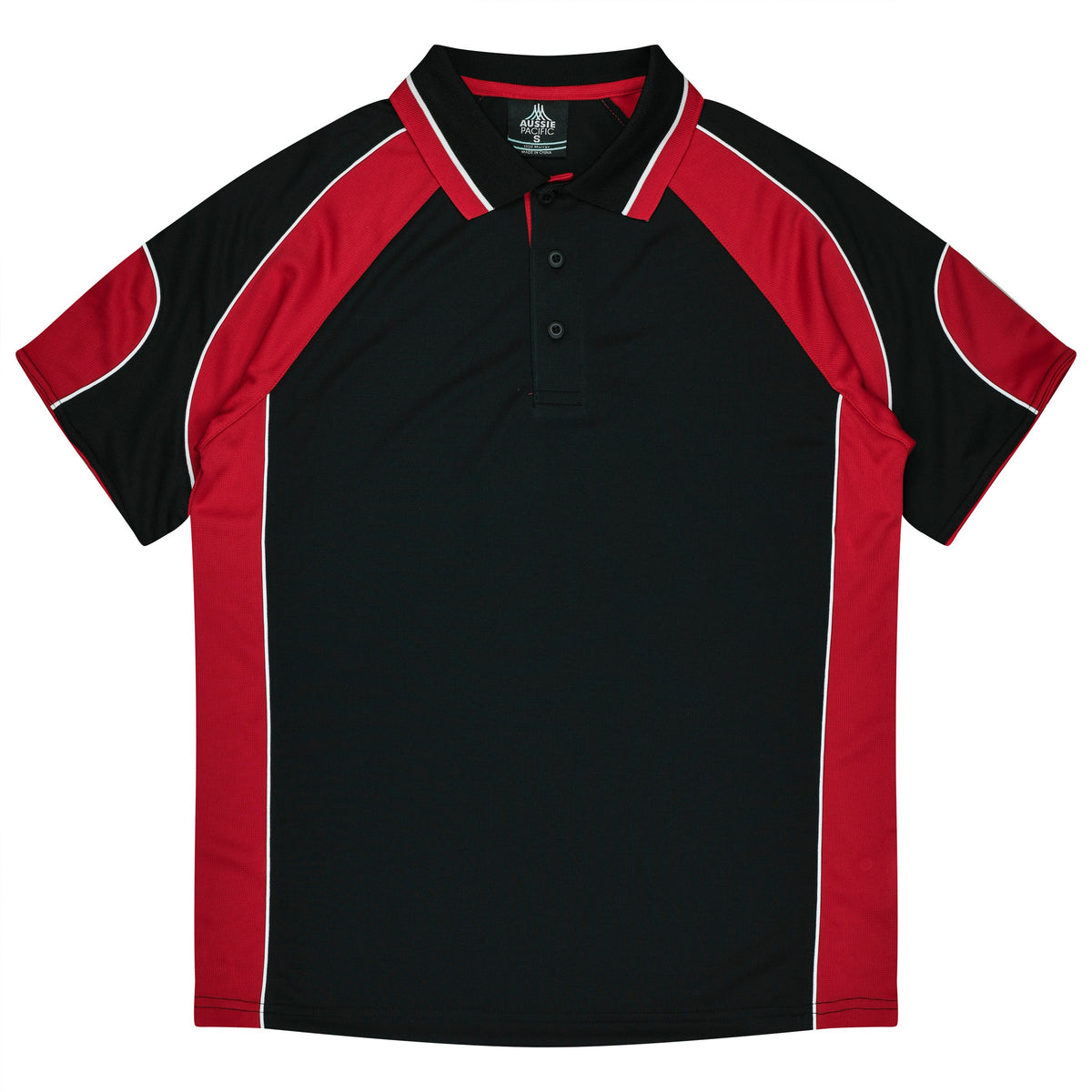 Aussie Pacific 3300 Kids' Murray Polo — BLACK/RED