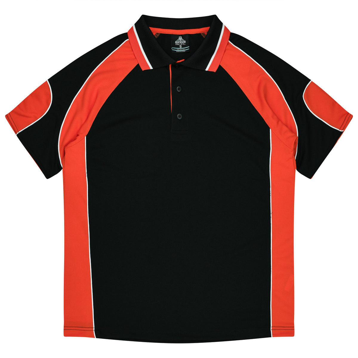 Aussie Pacific 3300 Kids' Murray Polo — BLACK/ORANGE