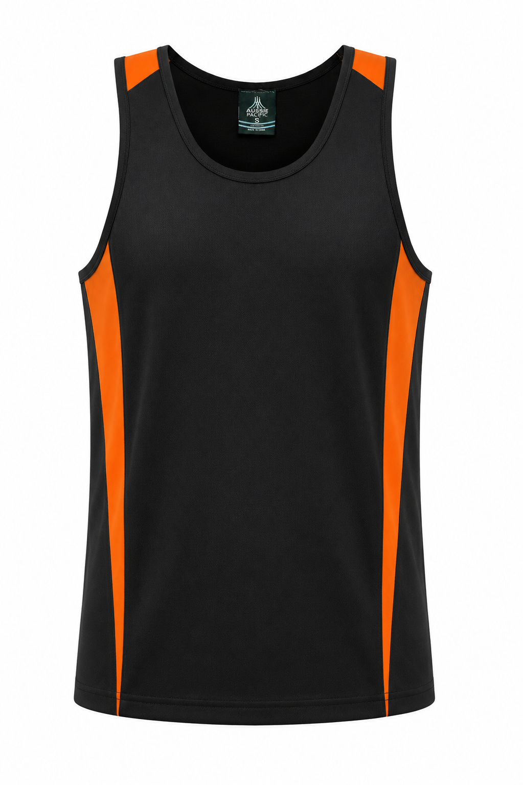 Aussie Pacific 1104 Men's Eureka Singlet — BLACK/ORANGE